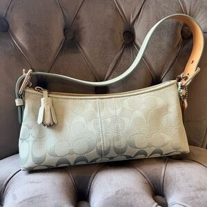 Coach baby blue Shoulder Bag with Leather Trim